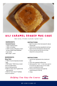 Recipe Card for a Keto, Gluten-Free, Low Carb Caramel Soaked Mug Cake
