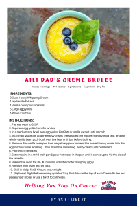 Recipe Card for gluten free, keto, low carb Dad's Creme Brulee