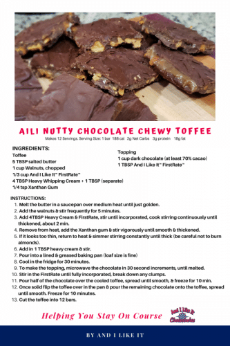 Recipe card for Nutty Chocolate Chewy Toffee