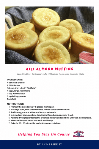Recipe card - Keto, Gluten Free, Low Carb Almond Muffins